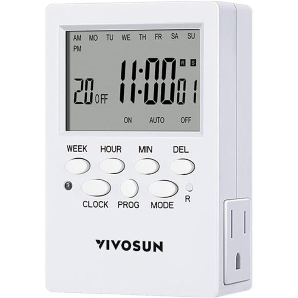 7 Day Programmable Digital Timer with Dual Outlet,20 On/Off UL Listed Heavy Duty